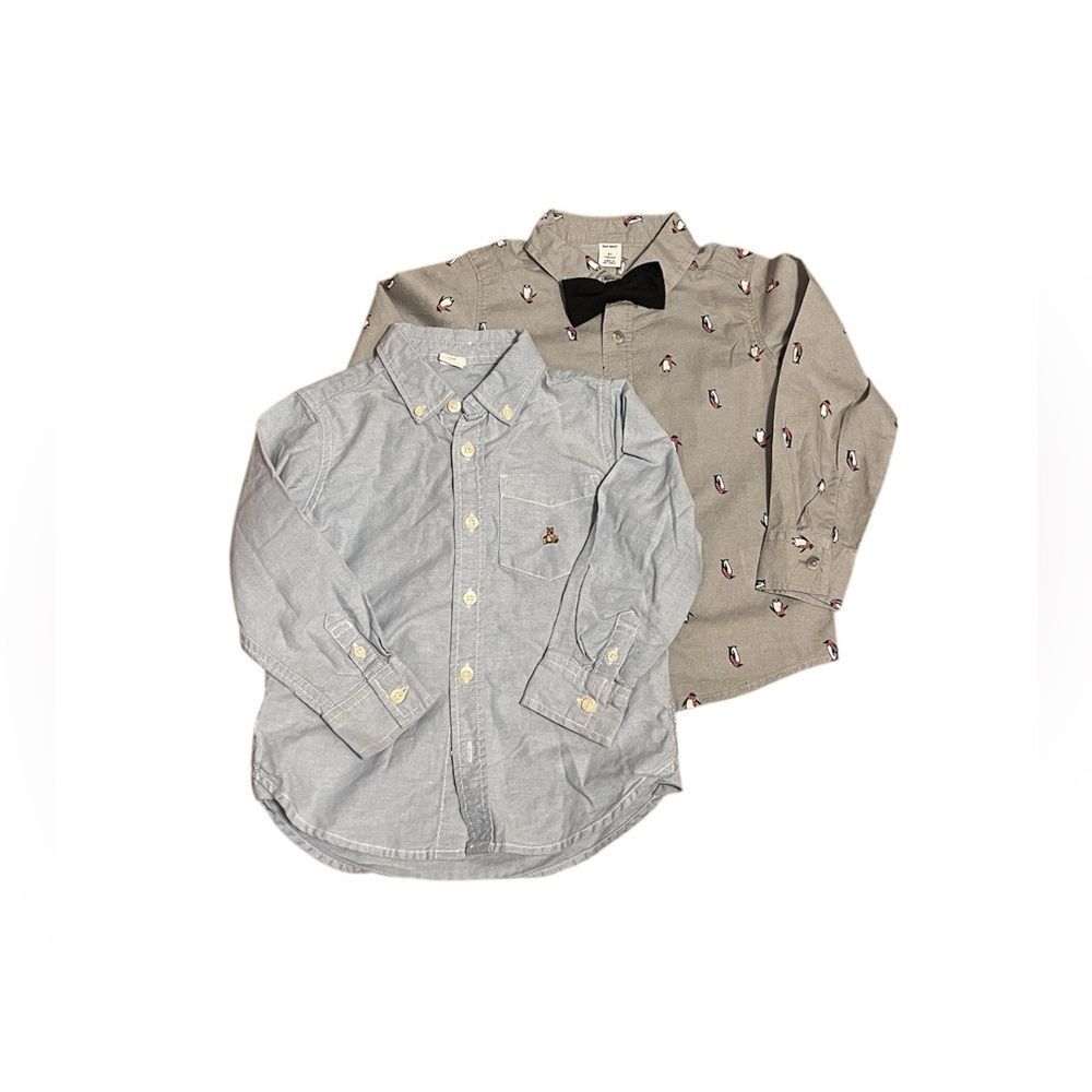 (2) Lot Boys Long Sleeve Shirts Casual Dress Shirt Sz 4T